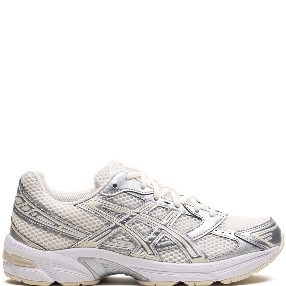 Asics Silver Sneakers with Mesh Upper and Cushioned Midsole